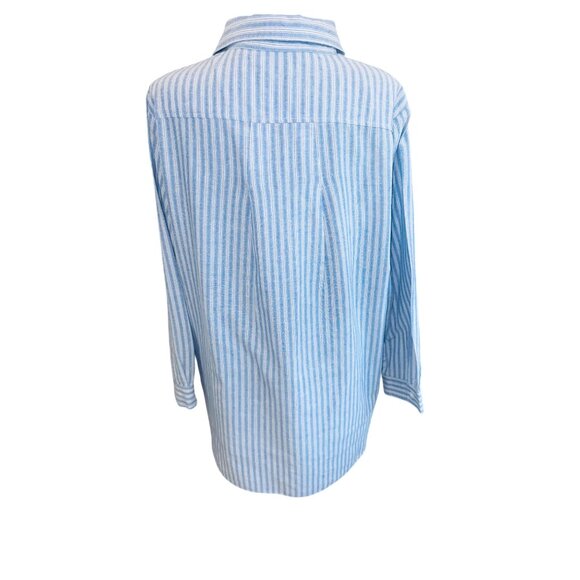 Jade Melogy Chambray Blue White Striped Jade XL Button-Up Long Sleeve Casual Top - Picture 3 of 10